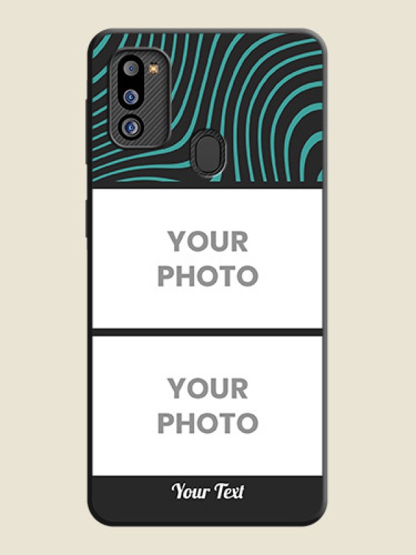 Custom Wave Pattern with 2 Image Holder on Space Black Personalized Soft Matte Phone Covers - Galaxy M21 2021 Edition - alternate view