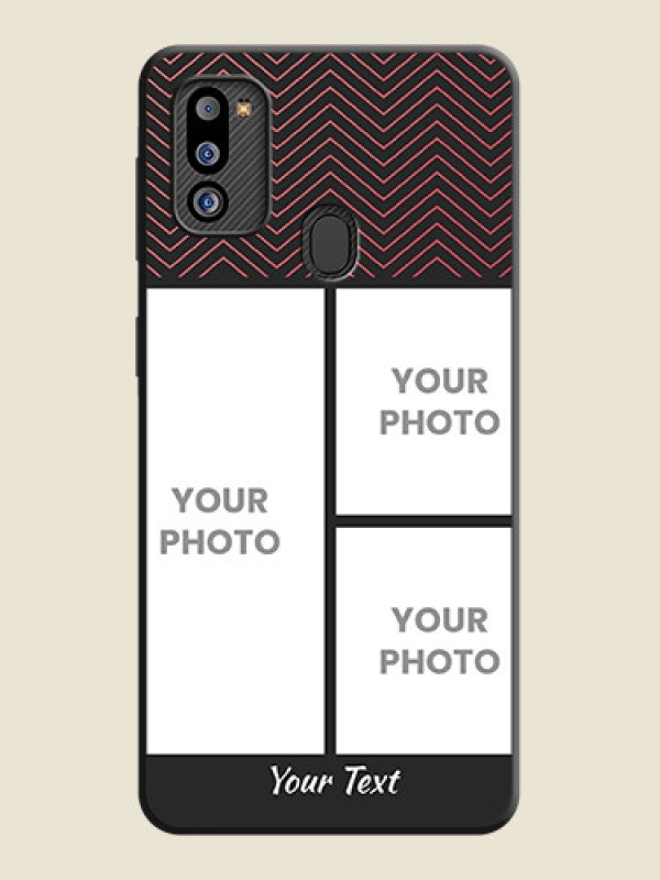 Custom Wave Pattern with 3 Image Holder on Space Black Custom Soft Matte Back Cover - Galaxy M21 2021 Edition - alternate view