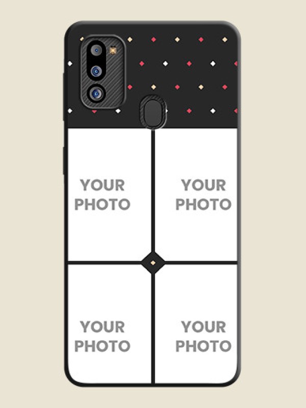 Custom Multicolor Dotted Pattern with 4 Image Holder on Space Black Custom Soft Matte Phone Cases - Galaxy M21 2021 Edition - alternate view