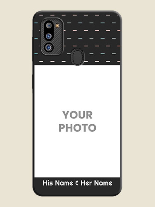 Custom Line Pattern Design with Text on Space Black Custom Soft Matte Phone Back Cover - Galaxy M21 2021 Edition - alternate view