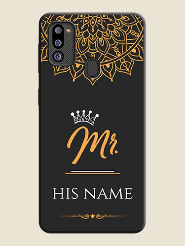 Custom Mr Name with Floral Design  on Personalised Space Black Soft Matte Cases - Galaxy M21 2021 Edition - alternate view