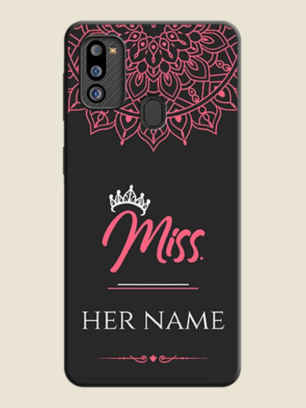Custom Mrs Name with Floral Design on Space Black Personalized Soft Matte Phone Covers - Galaxy M21 2021 Edition - alternate view