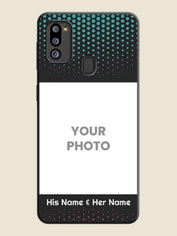 Custom Faded Dots with Grunge Photo Frame and Text on Space Black Custom Soft Matte Phone Cases - Galaxy M21 2021 Edition - alternate view