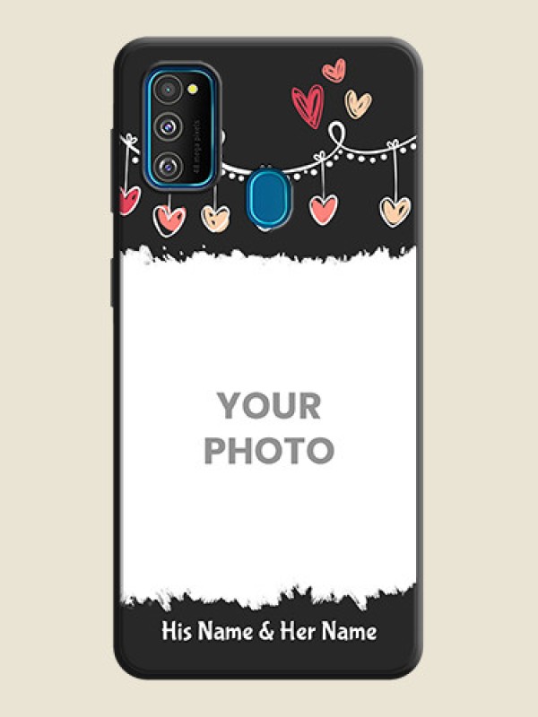 Custom Pink Love Hangings with Name on Space Black Custom Soft Matte Phone Cases - Galaxy M21 - alternate view