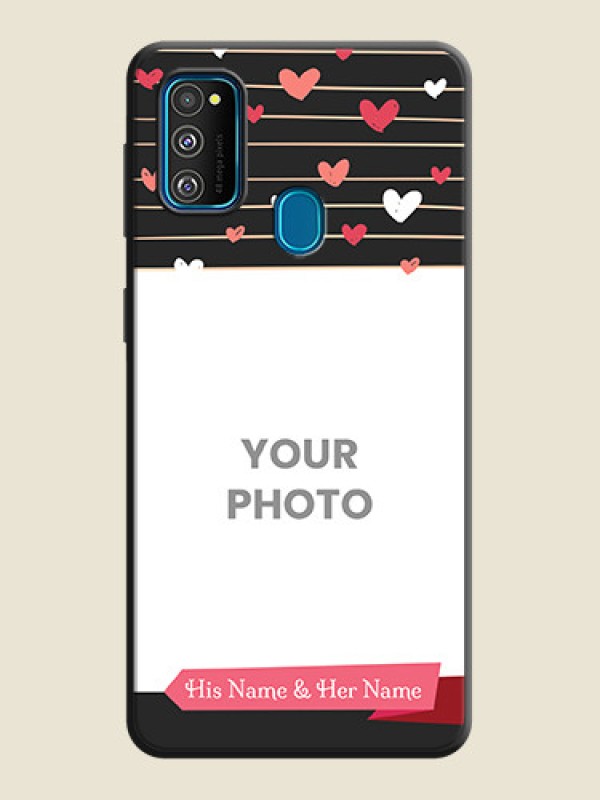 Custom Love Pattern with Name on Pink Ribbon  - Photo on Space Black Soft Matte Back Cover - Galaxy M21 - alternate view