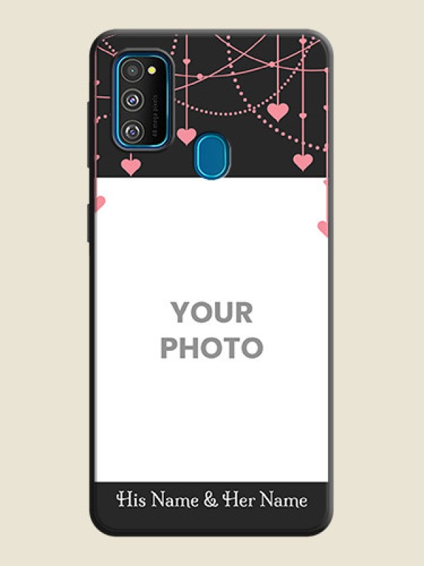 Custom Pink Love Hangings with Text on Space Black Custom Soft Matte Back Cover - Galaxy M21 - alternate view