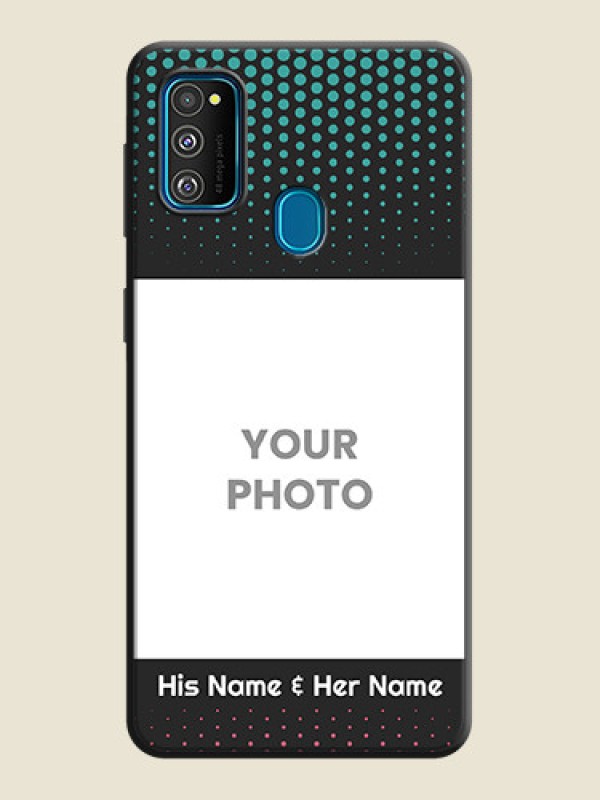 Custom Faded Dots with Grunge Photo Frame and Text on Space Black Custom Soft Matte Phone Cases - Galaxy M21 - alternate view