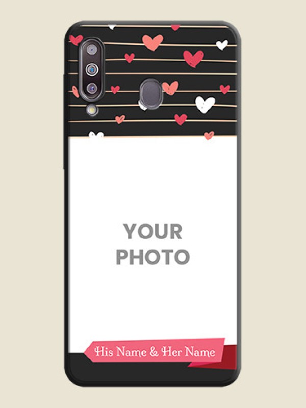 Custom Love Pattern with Name on Pink Ribbon  - Photo on Space Black Soft Matte Back Cover - Galaxy M30 - alternate view
