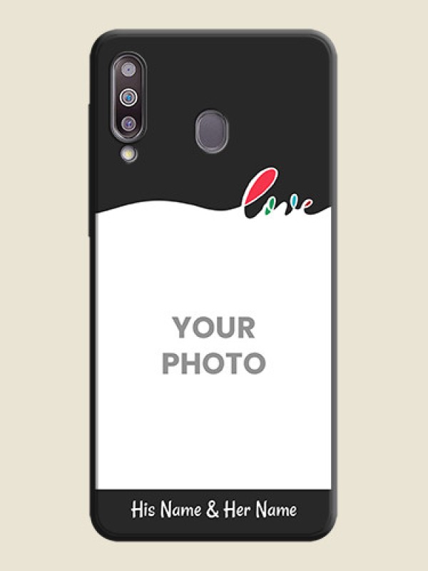 Custom Fall in Love Pattern with Picture - Photo on Space Black Soft Matte Mobile Case - Galaxy M30 - alternate view