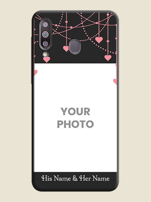 Custom Pink Love Hangings with Text on Space Black Custom Soft Matte Back Cover - Galaxy M30 - alternate view