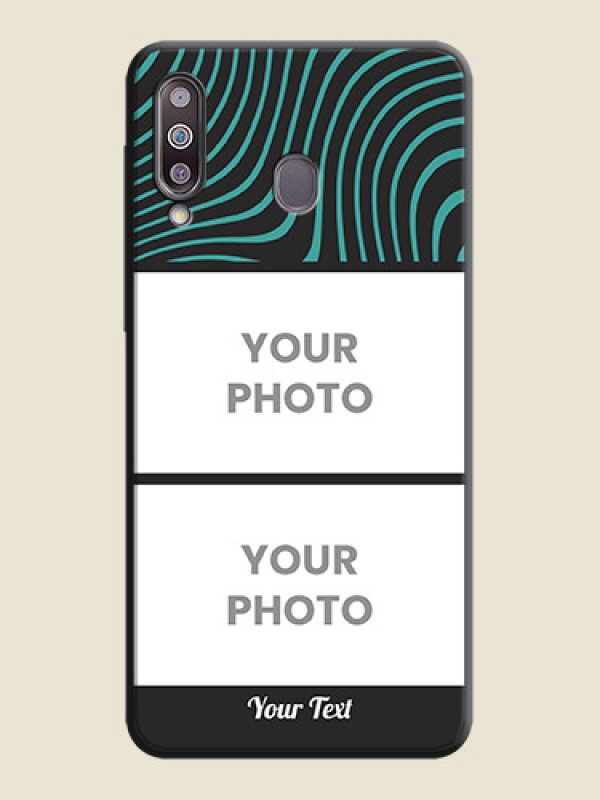 Custom Wave Pattern with 2 Image Holder on Space Black Personalized Soft Matte Phone Covers - Galaxy M30 - alternate view