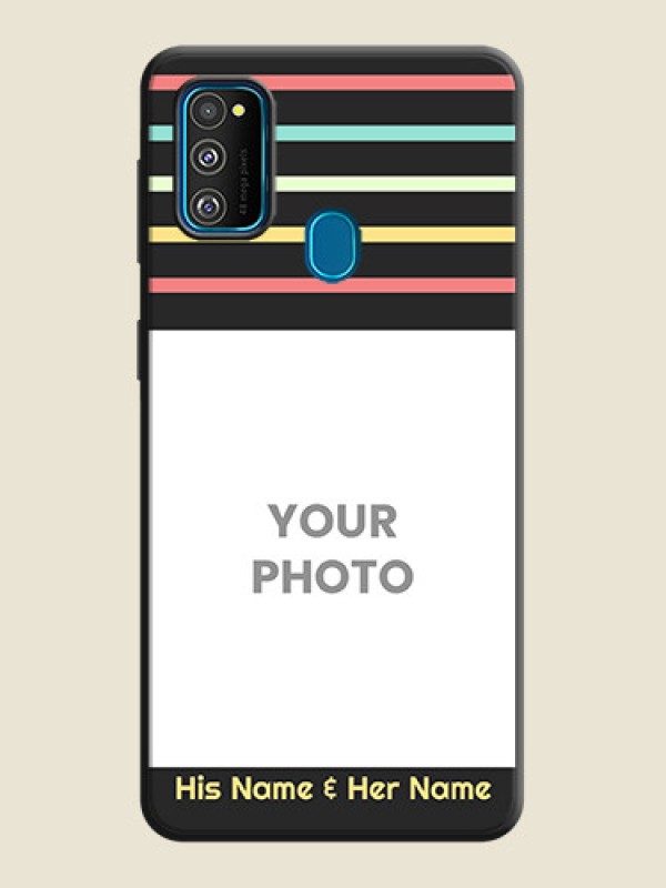 Custom Color Stripes with Photo and Text - Photo on Space Black Soft Matte Mobile Case - Galaxy M30S - alternate view
