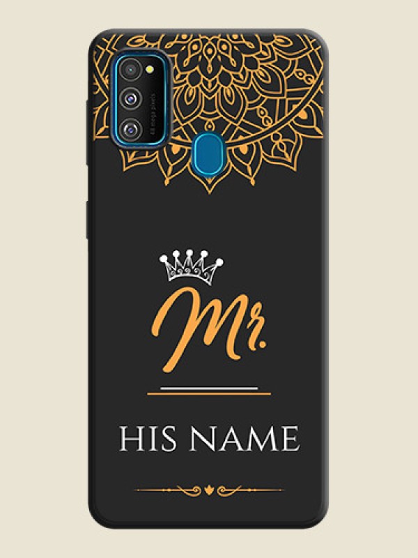 Custom Mr Name with Floral Design  on Personalised Space Black Soft Matte Cases - Galaxy M30S - alternate view