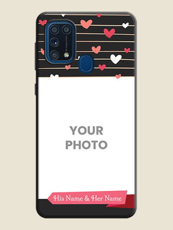 Custom Love Pattern with Name on Pink Ribbon  on Photo on Space Black Soft Matte Back Cover - Galaxy M31 Prime Edfition - alternate view
