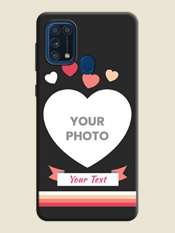 Custom Love Shaped Photo with Colorful Stripes on Personalised Space Black Soft Matte Cases - Galaxy M31 Prime Edfition - alternate view