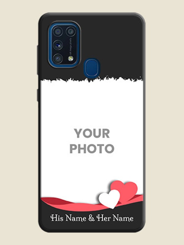 Custom Pin Color Love Shaped Ribbon Design with Text on Space Black Custom Soft Matte Phone Back Cover - Galaxy M31 Prime Edfition - alternate view