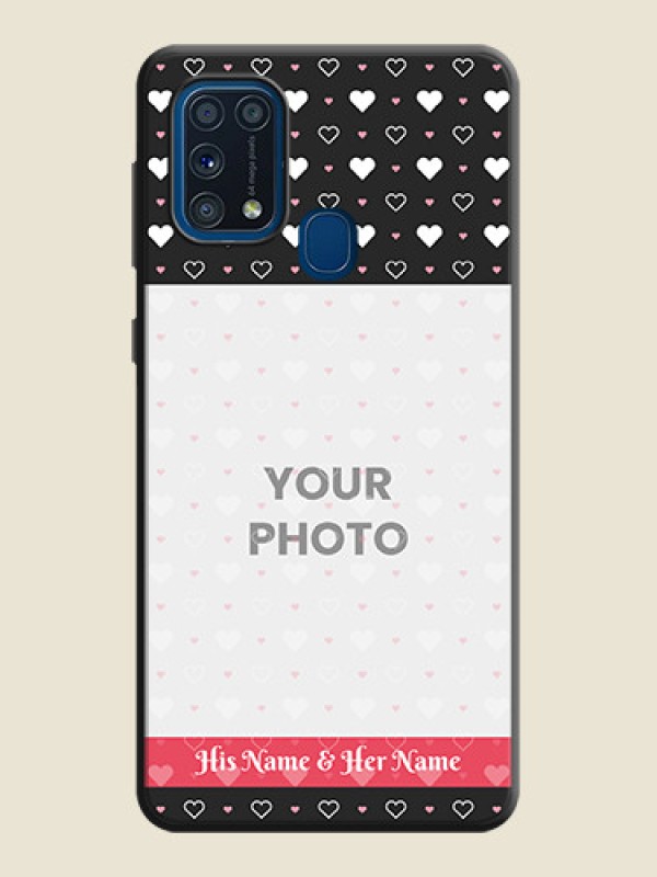 Custom White Color Love Symbols with Text Design on Photo on Space Black Soft Matte Phone Cover - Galaxy M31 Prime Edfition - alternate view