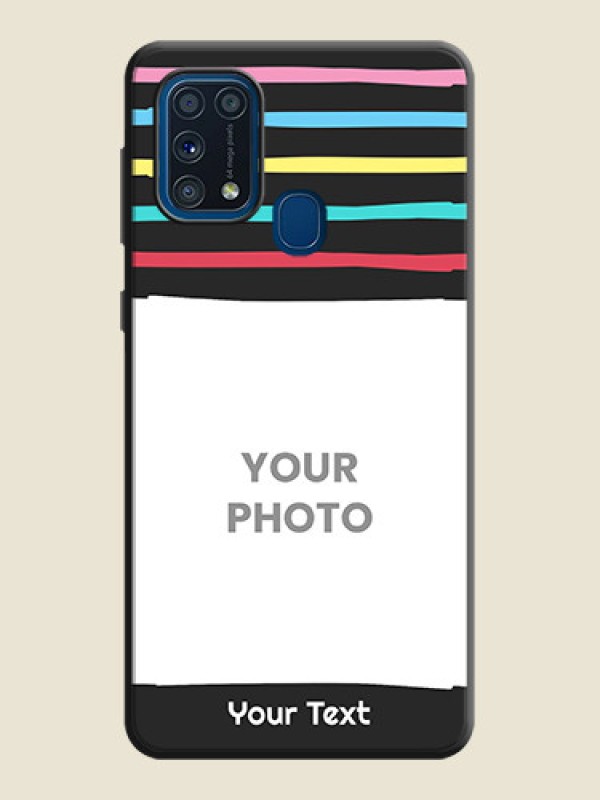 Custom Multicolor Lines with Image on Space Black Personalized Soft Matte Phone Covers - Galaxy M31 Prime Edfition - alternate view