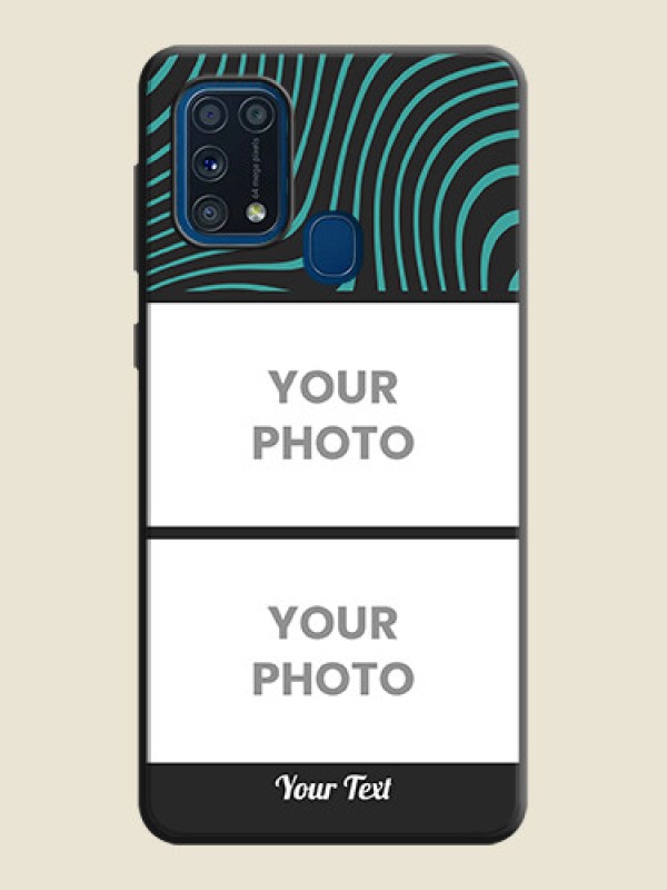 Custom Wave Pattern with 2 Image Holder on Space Black Personalized Soft Matte Phone Covers - Galaxy M31 Prime Edfition - alternate view