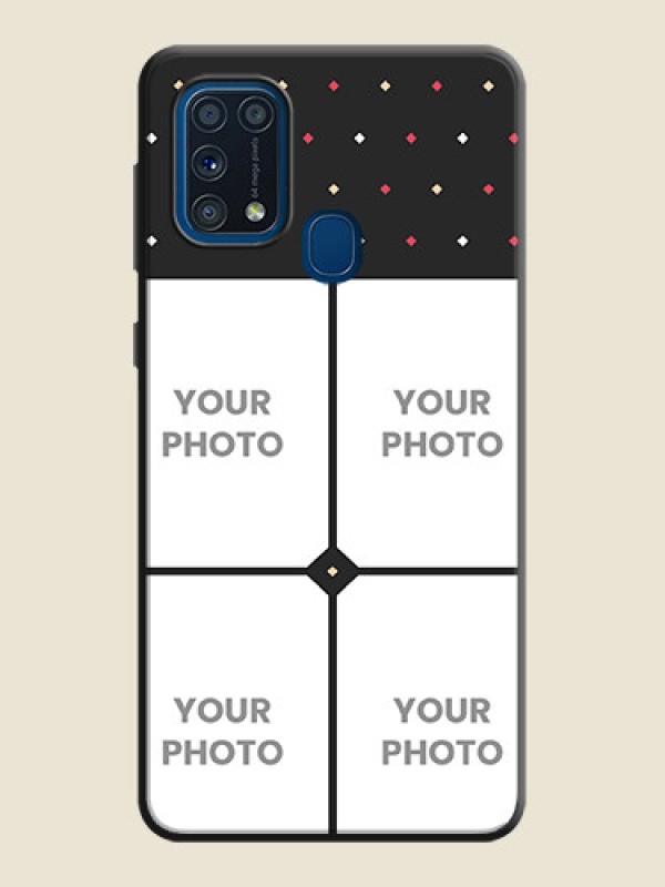 Custom Multicolor Dotted Pattern with 4 Image Holder on Space Black Custom Soft Matte Phone Cases - Galaxy M31 Prime Edfition - alternate view