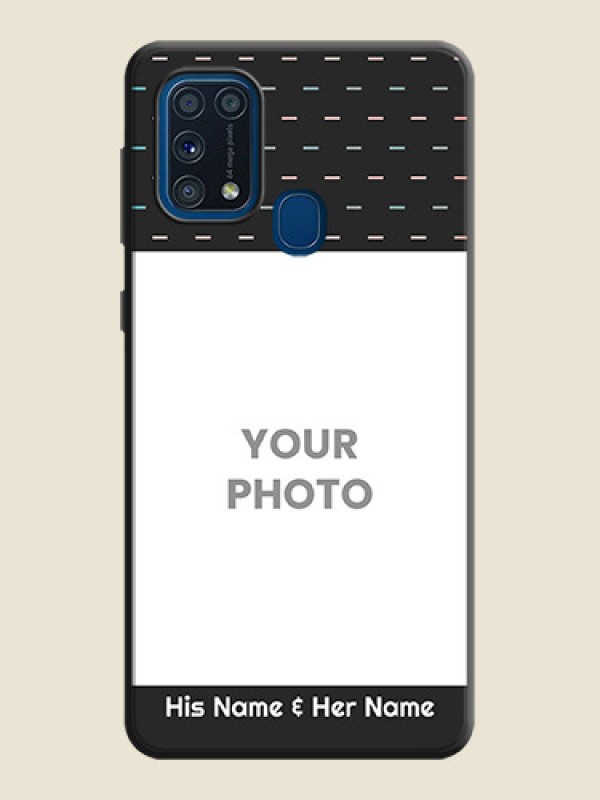 Custom Line Pattern Design with Text on Space Black Custom Soft Matte Phone Back Cover - Galaxy M31 Prime Edfition - alternate view