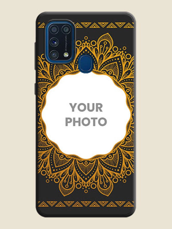 Custom Round Image with Floral Design on Photo on Space Black Soft Matte Mobile Cover - Galaxy M31 Prime Edfition - alternate view