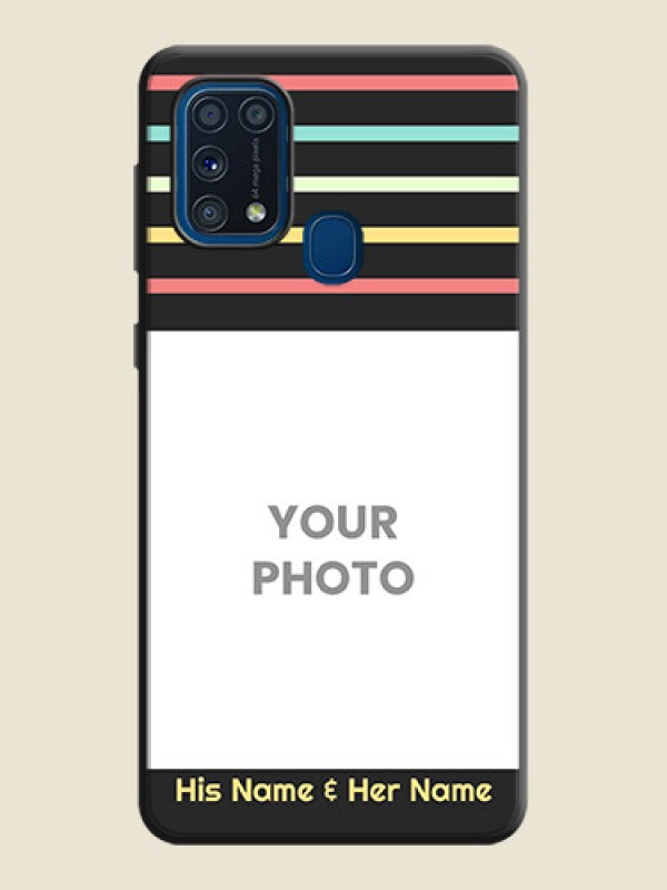 Custom Color Stripes with Photo and Text on Photo on Space Black Soft Matte Mobile Case - Galaxy M31 Prime Edfition - alternate view