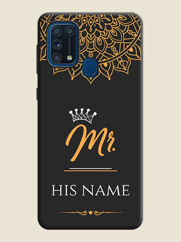 Custom Mr Name with Floral Design  on Personalised Space Black Soft Matte Cases - Galaxy M31 Prime Edfition - alternate view