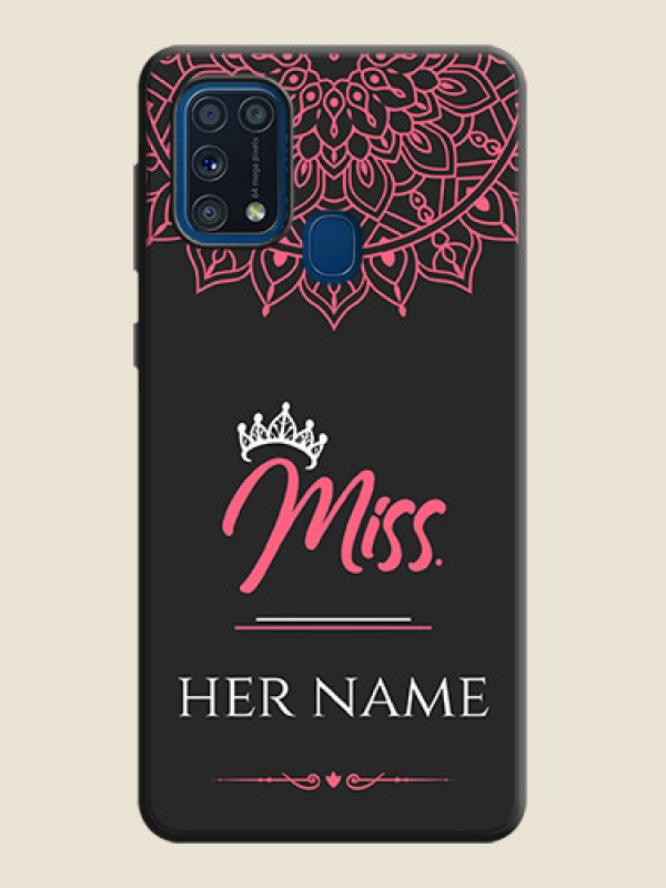 Custom Mrs Name with Floral Design on Space Black Personalized Soft Matte Phone Covers - Galaxy M31 Prime Edfition - alternate view