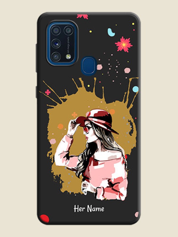 Custom Mordern Lady With Color Splash Background With Custom Text On Space Black Personalized Soft Matte Phone Covers -Samsung Galaxy M31 Prime Edition - alternate view