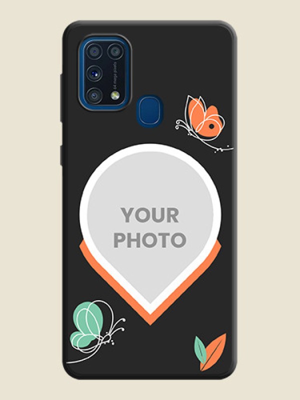 Custom Upload Pic With Simple Butterly Design On Space Black Personalized Soft Matte Phone Covers -Samsung Galaxy M31 Prime Edition - alternate view