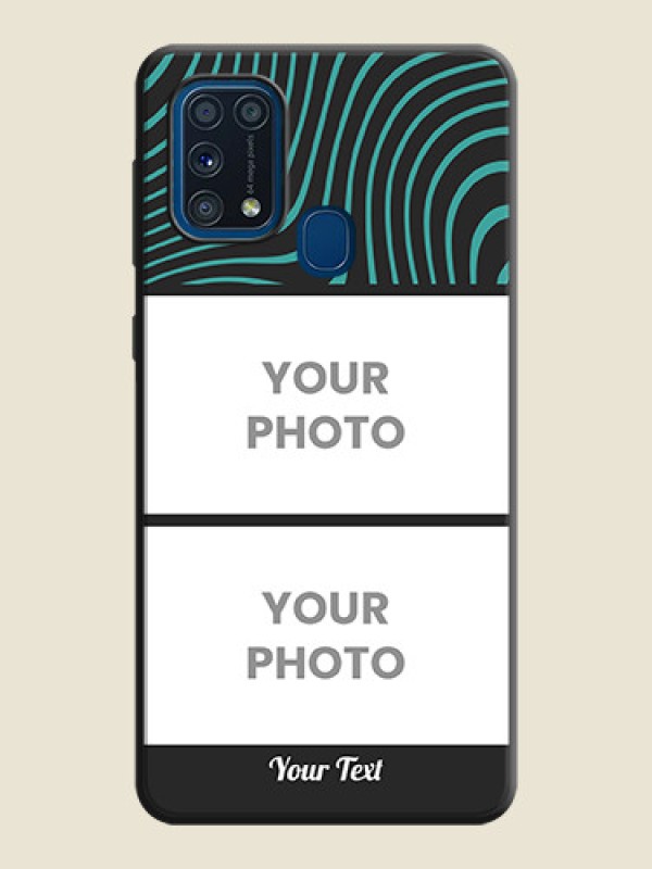Custom Wave Pattern with 2 Image Holder on Space Black Personalized Soft Matte Phone Covers - Galaxy M31 - alternate view