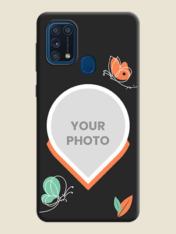 Custom Upload Pic With Simple Butterly Design On Space Black Personalized Soft Matte Phone Covers -Samsung Galaxy M31 - alternate view
