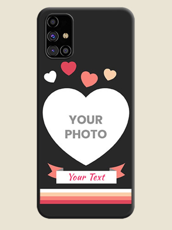 Custom Love Shaped Photo with Colorful Stripes on Personalised Space Black Soft Matte Cases - Galaxy M31s - alternate view