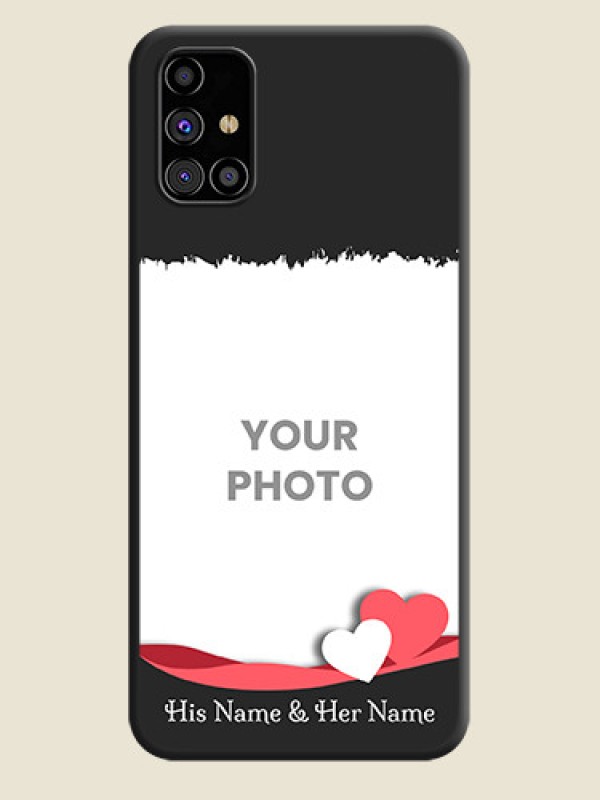 Custom Pink Color Love Shaped Ribbon Design with Text on Space Black Custom Soft Matte Phone Back Cover - Galaxy M31s - alternate view