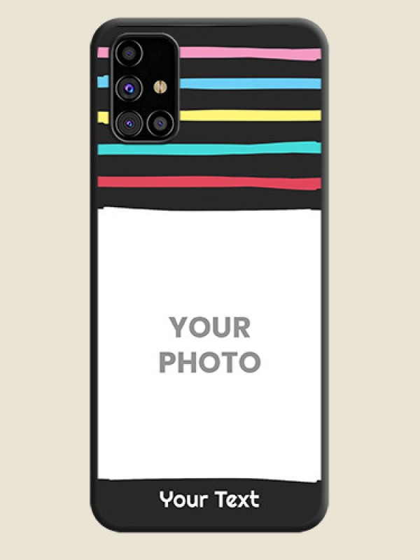 Custom Multicolor Lines with Image on Space Black Personalized Soft Matte Phone Covers - Galaxy M31s - alternate view
