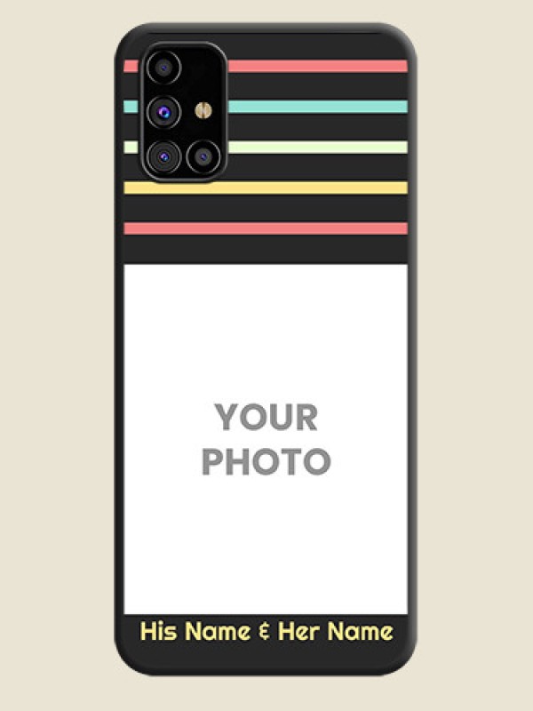 Custom Color Stripes with Photo and Text - Photo on Space Black Soft Matte Mobile Case - Galaxy M31s - alternate view