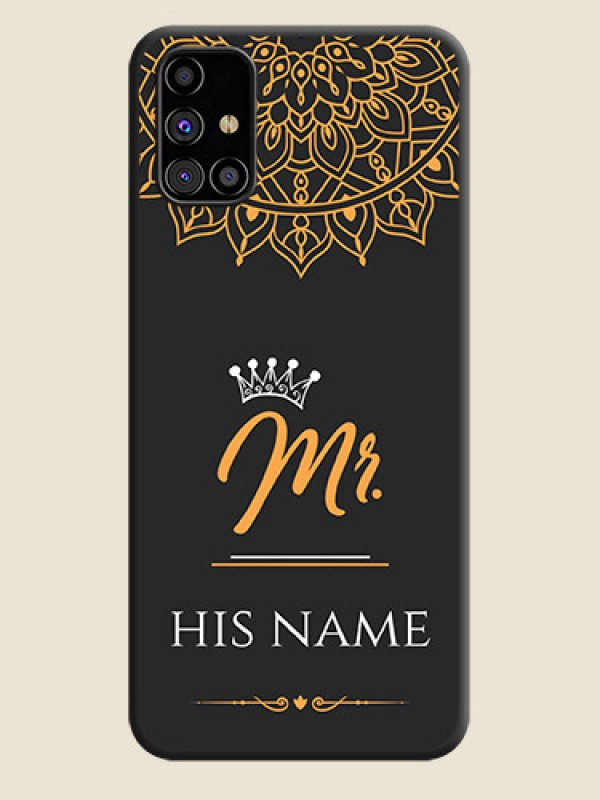 Custom Mr Name with Floral Design  on Personalised Space Black Soft Matte Cases - Galaxy M31s - alternate view