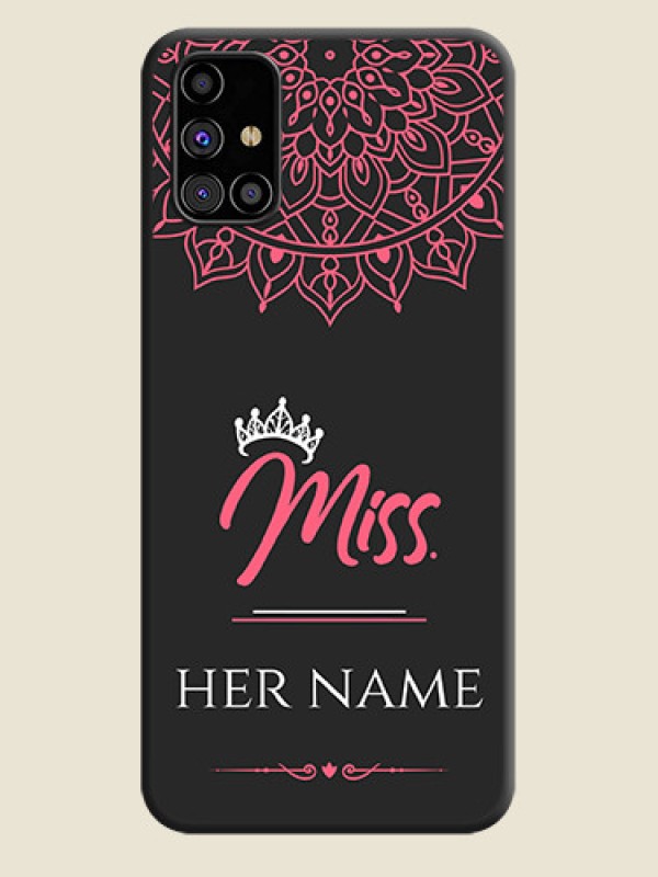 Custom Mrs Name with Floral Design on Space Black Personalized Soft Matte Phone Covers - Galaxy M31s - alternate view