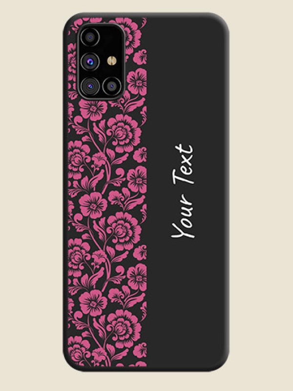 Custom Pink Floral Pattern Design With Custom Text On Space Black Personalized Soft Matte Phone Covers -Samsung Galaxy M31S - alternate view