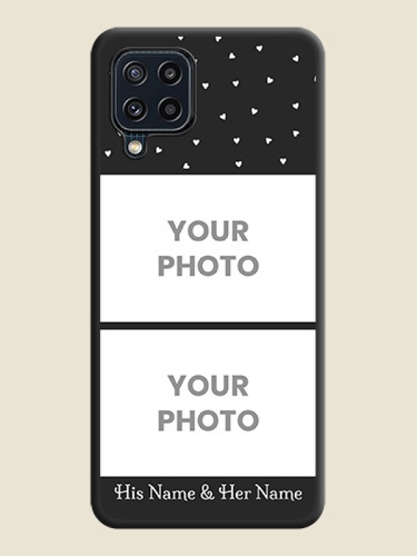 Custom Miniature Love Symbols with Name on Space Black Custom Soft Matte Back Cover - Galaxy M32 4G Prime Edition - alternate view
