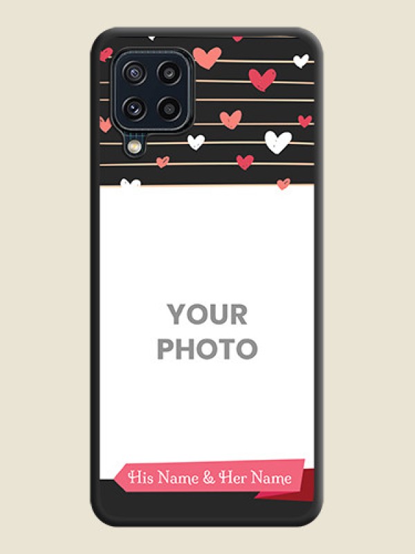 Custom Love Pattern with Name on Pink Ribbon  on Photo on Space Black Soft Matte Back Cover - Galaxy M32 4G Prime Edition - alternate view
