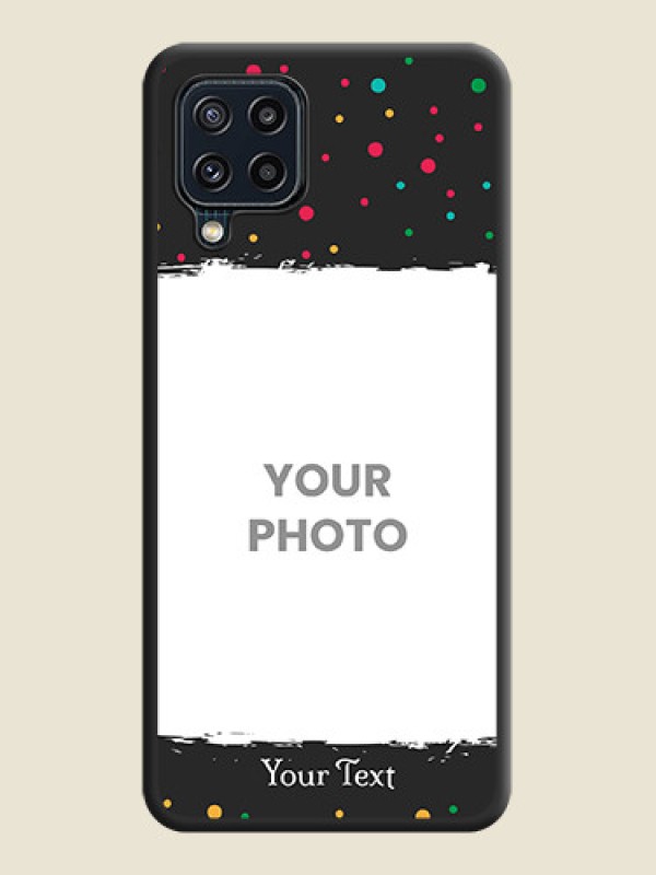 Custom Multicolor Dotted Pattern with Text on Space Black Custom Soft Matte Phone Back Cover - Galaxy M32 4G Prime Edition - alternate view