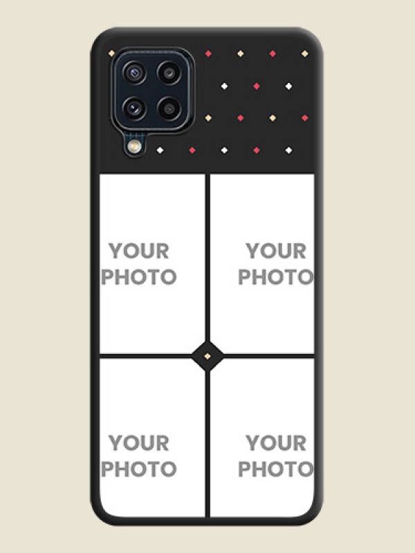 Custom Multicolor Dotted Pattern with 4 Image Holder on Space Black Custom Soft Matte Phone Cases - Galaxy M32 4G Prime Edition - alternate view