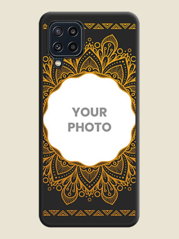 Custom Round Image with Floral Design on Photo on Space Black Soft Matte Mobile Cover - Galaxy M32 4G Prime Edition - alternate view