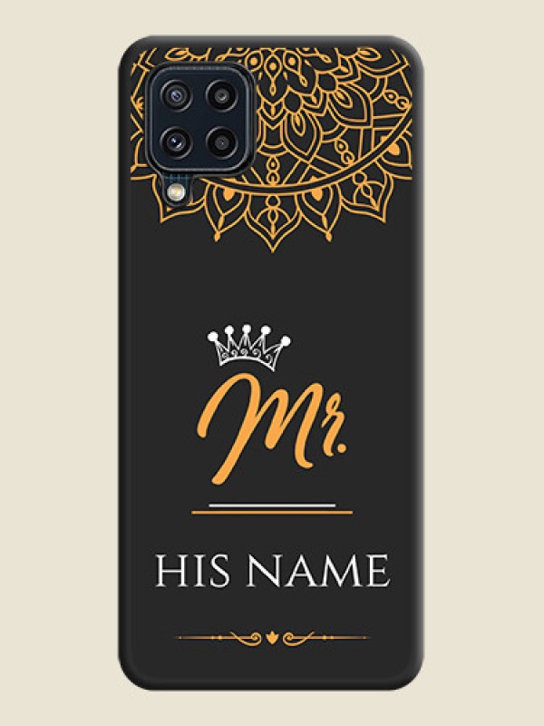 Custom Mr Name with Floral Design  on Personalised Space Black Soft Matte Cases - Galaxy M32 4G Prime Edition - alternate view