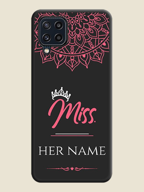 Custom Mrs Name with Floral Design on Space Black Personalized Soft Matte Phone Covers - Galaxy M32 4G Prime Edition - alternate view