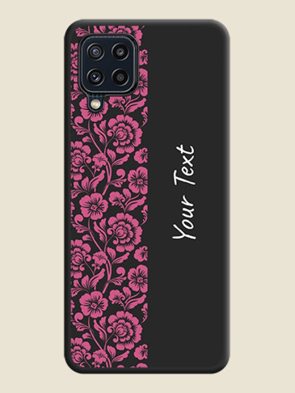 Custom Pink Floral Pattern Design With Custom Text On Space Black Personalized Soft Matte Phone Covers -Samsung Galaxy M32 4G Prime Edition - alternate view