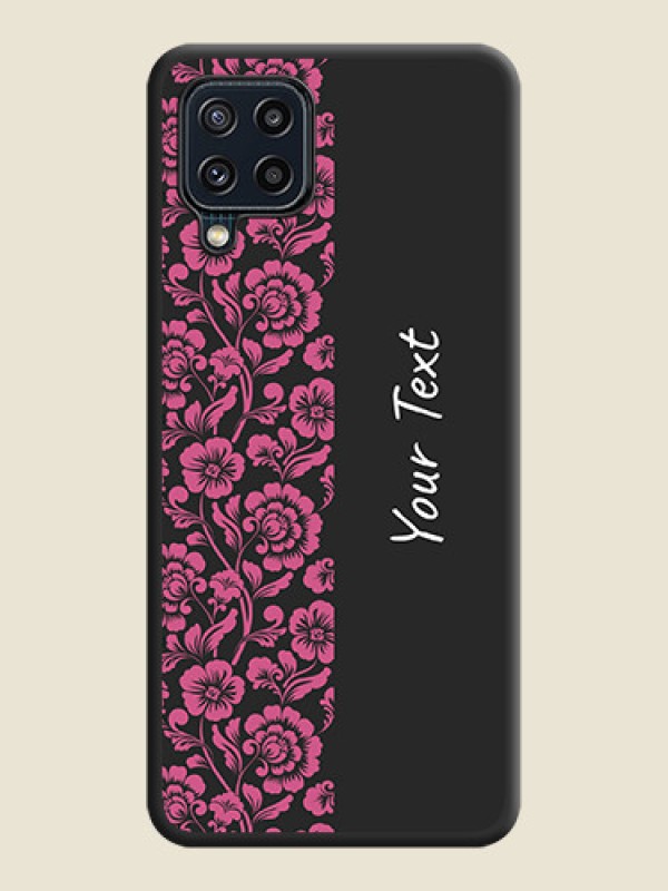 Custom Pink Floral Pattern Design With Custom Text On Space Black Personalized Soft Matte Phone Covers -Samsung Galaxy M32 4G - alternate view
