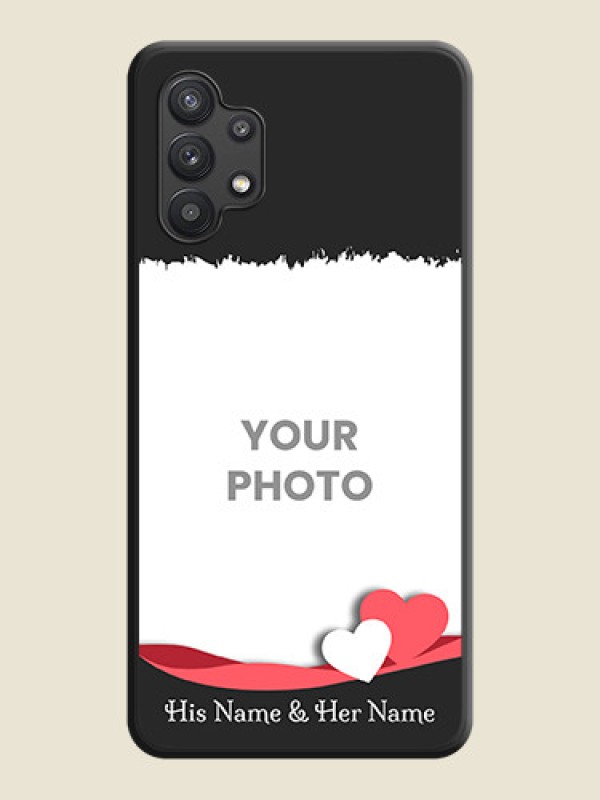 Custom Pin Color Love Shaped Ribbon Design with Text on Space Black Custom Soft Matte Phone Back Cover - Galaxy M32 5G - alternate view